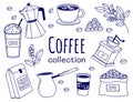 Outline coffee elements collection