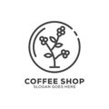 Outline Coffee Farm Logo Design Inspiration, can used cafe and bar logo icon template