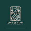 Outline Coffee logo design vector, vintage Outdoor coffee logo illustration with outline style, best for restaurant, beverages Royalty Free Stock Photo