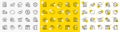 Outline Coffee maker, Demand curve and Macadamia nut line icons. For web app. Vector