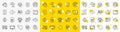 Outline Cogwheel dividers, Upload file and Risk management line icons. For web app. Vector