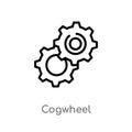 outline cogwheel vector icon. isolated black simple line element illustration from creative pocess concept. editable vector stroke