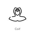 outline coif vector icon. isolated black simple line element illustration from fashion concept. editable vector stroke coif icon