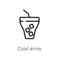 outline cold drink vector icon. isolated black simple line element illustration from food concept. editable vector stroke cold