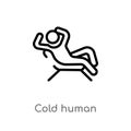 outline cold human vector icon. isolated black simple line element illustration from feelings concept. editable vector stroke cold