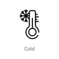 outline cold vector icon. isolated black simple line element illustration from weather concept. editable vector stroke cold icon