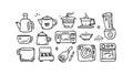 Outline Collection of Various Kitchen Appliances, vector design Generative AI Royalty Free Stock Photo