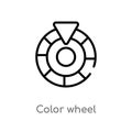 outline color wheel vector icon. isolated black simple line element illustration from geometry concept. editable vector stroke Royalty Free Stock Photo