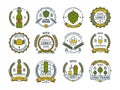 Outline colorful beer emblems, symbols, icons, pub labels, badges collection.