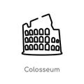 outline colosseum vector icon. isolated black simple line element illustration from history concept. editable vector stroke