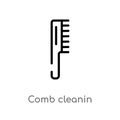 outline comb cleanin vector icon. isolated black simple line element illustration from cleaning concept. editable vector stroke Royalty Free Stock Photo