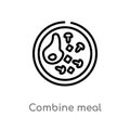 outline combine meal vector icon. isolated black simple line element illustration from bistro and restaurant concept. editable