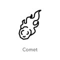 outline comet vector icon. isolated black simple line element illustration from astronomy concept. editable vector stroke comet Royalty Free Stock Photo