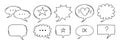 Outline comic speech bubbles set. Dialogue, doodle chat communication, discussion element. Message frame symbol drawing Royalty Free Stock Photo