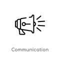 outline communication vector icon. isolated black simple line element illustration from blogger and influencer concept. editable Royalty Free Stock Photo