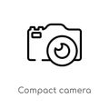 outline compact camera vector icon. isolated black simple line element illustration from electronic stuff fill concept. editable