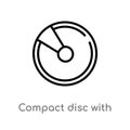 outline compact disc with glare vector icon. isolated black simple line element illustration from multimedia concept. editable