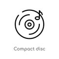outline compact disc vector icon. isolated black simple line element illustration from electronic stuff fill concept. editable