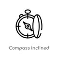 outline compass inclined vector icon. isolated black simple line element illustration from nautical concept. editable vector