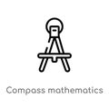 outline compass mathematics tool for drawing circles vector icon. isolated black simple line element illustration from tools and Royalty Free Stock Photo