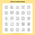 OutLine 25 Complete Common Version Icon set. Vector Line Style Design Black Icons Set. Linear pictogram pack. Web and Mobile