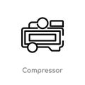 outline compressor vector icon. isolated black simple line element illustration from industry concept. editable vector stroke Royalty Free Stock Photo