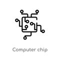 outline computer chip vector icon. isolated black simple line element illustration from computer concept. editable vector stroke