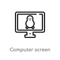 outline computer screen linux vector icon. isolated black simple line element illustration from technology concept. editable