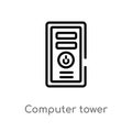 outline computer tower vector icon. isolated black simple line element illustration from electronic stuff fill concept. editable Royalty Free Stock Photo