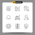 9 Outline concept for Websites Mobile and Apps baggage, sign, male, bell, house