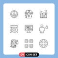 9 Outline concept for Websites Mobile and Apps education, code, shipping, computer, secure
