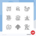 9 Outline concept for Websites Mobile and Apps learning, learning apps, gender, education apps, female Royalty Free Stock Photo