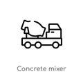 outline concrete mixer vector icon. isolated black simple line element illustration from construction tools concept. editable