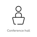 outline conference hall vector icon. isolated black simple line element illustration from user interface concept. editable vector Royalty Free Stock Photo