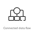 outline connected data flow chart vector icon. isolated black simple line element illustration from user interface concept.