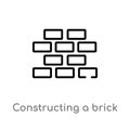 outline constructing a brick wall vector icon. isolated black simple line element illustration from construction concept. editable