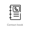 outline contact book vector icon. isolated black simple line element illustration from networking concept. editable vector stroke Royalty Free Stock Photo