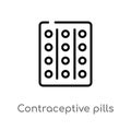 outline contraceptive pills vector icon. isolated black simple line element illustration from health and medical concept. editable Royalty Free Stock Photo