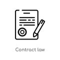 outline contract law vector icon. isolated black simple line element illustration from law and justice concept. editable vector Royalty Free Stock Photo