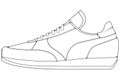 outline Cool Sneakers. Shoes sneaker outline drawing vector, Sneakers drawn in a sketch style.