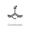 outline coordinates vector icon. isolated black simple line element illustration from geometric figure concept. editable vector