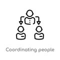 outline coordinating people vector icon. isolated black simple line element illustration from social concept. editable vector