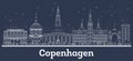 Outline Copenhagen Denmark City Skyline with White Buildings