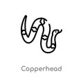 outline copperhead vector icon. isolated black simple line element illustration from animals concept. editable vector stroke Royalty Free Stock Photo