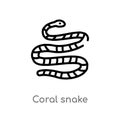 outline coral snake vector icon. isolated black simple line element illustration from animals concept. editable vector stroke Royalty Free Stock Photo