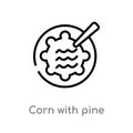 outline corn with pine vector icon. isolated black simple line element illustration from culture concept. editable vector stroke