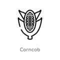 outline corncob vector icon. isolated black simple line element illustration from gastronomy concept. editable vector stroke