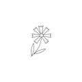 Outline cornflower. Isolated over white background. Vector illustration