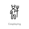 outline cosplaying vector icon. isolated black simple line element illustration from activity and hobbies concept. editable vector
