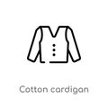 outline cotton cardigan vector icon. isolated black simple line element illustration from clothes concept. editable vector stroke Royalty Free Stock Photo